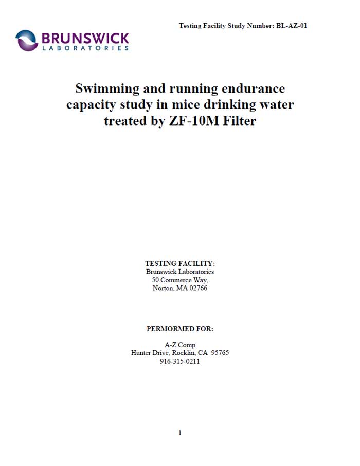 Американское исследование и заключение лаборатории Brunswick Laboratories об экспериментальном изучении биологической активности водопроводной воды, пропущенной через фильтр "Golden Formula" "ZF-10"